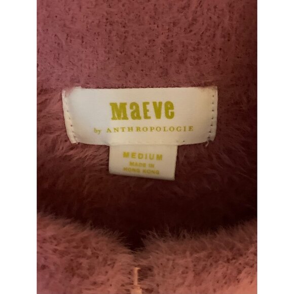 MAEVE ANTHROPOLOGIE Mauve Pink Kalista Eyelash Full-Zip Sweater Jacket Medium - Picture 4 of 8